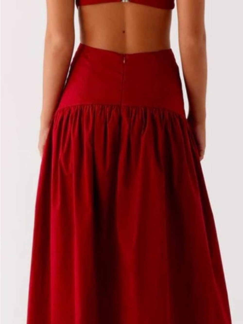 Peppermayo Deep Red Midi Skirt